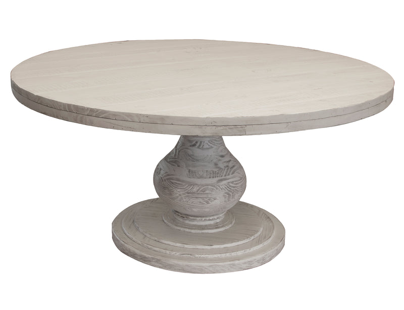 International Furniture Direct Bonanza Ivory round dining table with wooden legs, stylish and elegant for modern dining rooms.