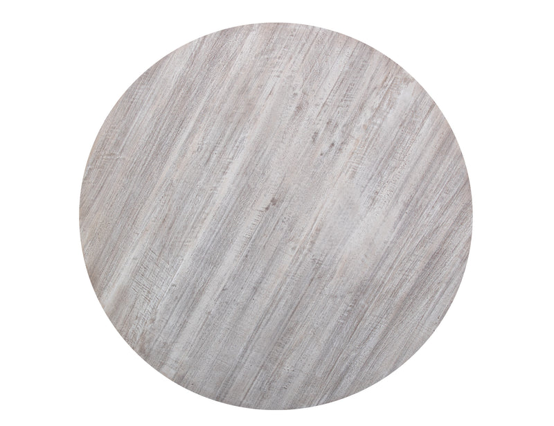 Round Sahara dining table by International Furniture Direct with a wooden finish, showcasing its sturdy design and smooth surface.