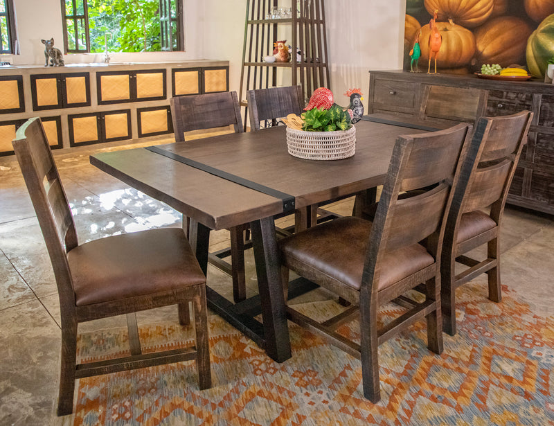 Modern Urban Art Dining Table by International Furniture Direct showing a spacious wooden table with a sleek, contemporary design.