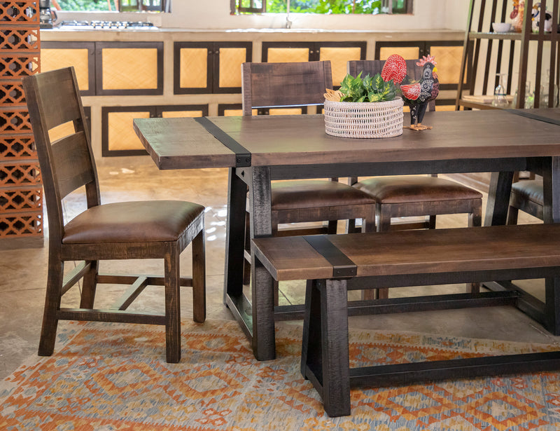 Urban Art dining table by International Furniture Direct featuring a modern wooden surface and sturdy legs for contemporary dining spaces.
