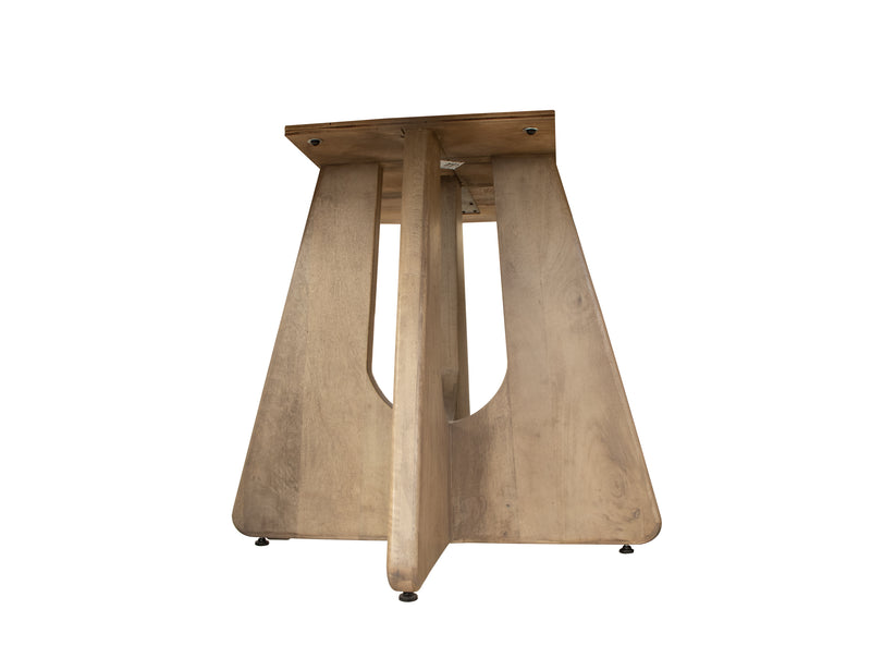 Natural Parota round dining table by International Furniture Direct featuring a smooth wooden surface and sturdy pedestal base.
