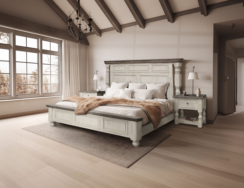 Stone Queen Bed by International Furniture Direct featuring a rustic stone finish and elegant bed frame design.