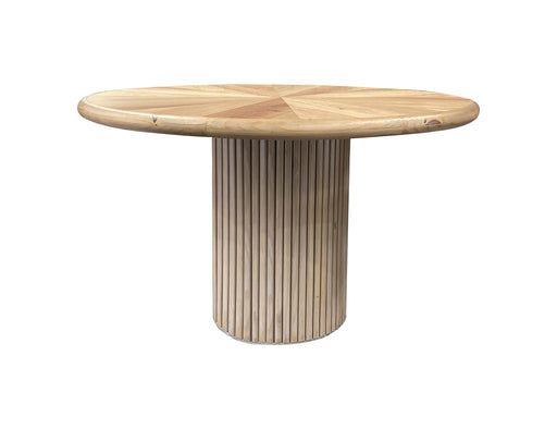 Giza round dining table by International Furniture Direct with a wooden finish and sturdy legs, ideal for kitchen or dining room.