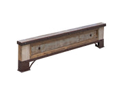 Antique Queen Bed by International Furniture Direct with carved wooden details and vintage finish