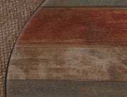 Antique bistro dining table with barrel design by International Furniture Direct, featuring rustic wood finish and sturdy construction.