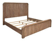 International Furniture Direct Mezquite Queen Bed with carved wood headboard and footboard, showcasing a rustic brown finish.