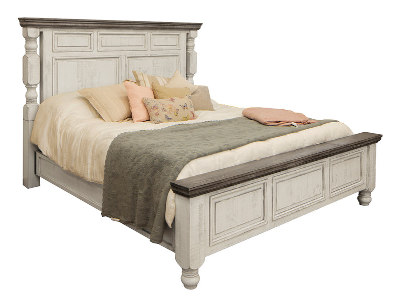 Stone Queen Bed by International Furniture Direct featuring a rustic stone finish and a sturdy wooden frame.