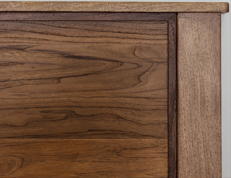 Natural Teca queen bed by International Furniture Direct featuring a wooden bed frame with a rustic finish.