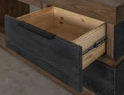 International Furniture Direct Tuxedo 70-inch fireplace with a sleek black finish and classic mantel design.