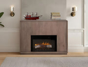 Mezquite Mantel Fireplace by International Furniture Direct featuring a rustic wooden mantel and classic fireplace insert.