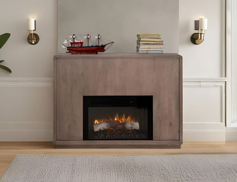Mezquite Mantel Fireplace by International Furniture Direct featuring a rustic wooden mantel and classic fireplace insert.