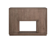 International Furniture Direct Mezquite Mantel Fireplace with wooden mantel and stone surround, showcasing a classic home heating feature.