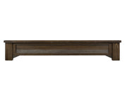International Furniture Direct king bed in town style with wood frame and detailed headboard, shown in a modern bedroom setting.
