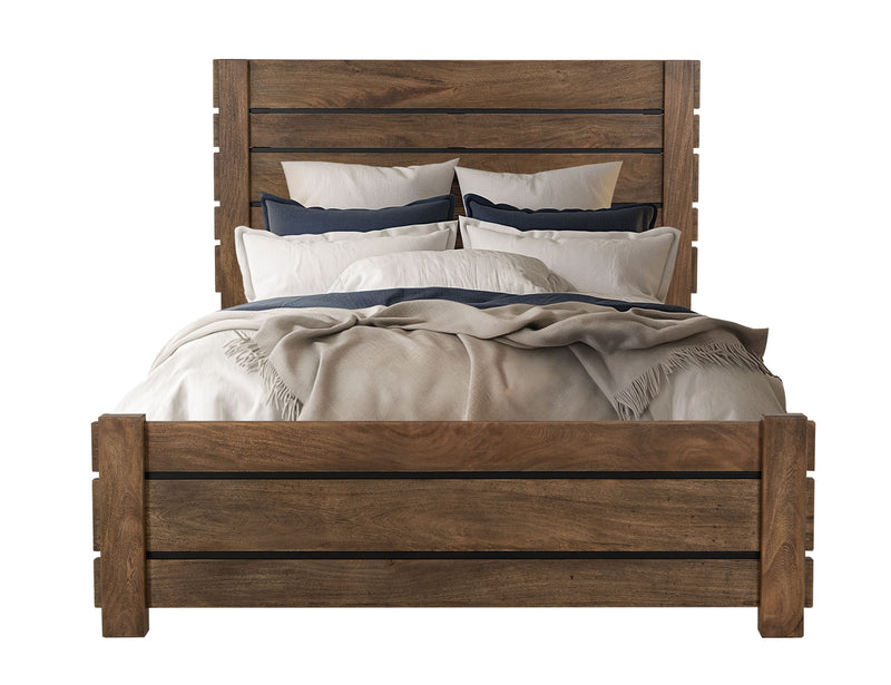 International Furniture Direct Merida Queen Bed with wooden headboard and frame, showcasing a classic, elegant bedroom furniture design.