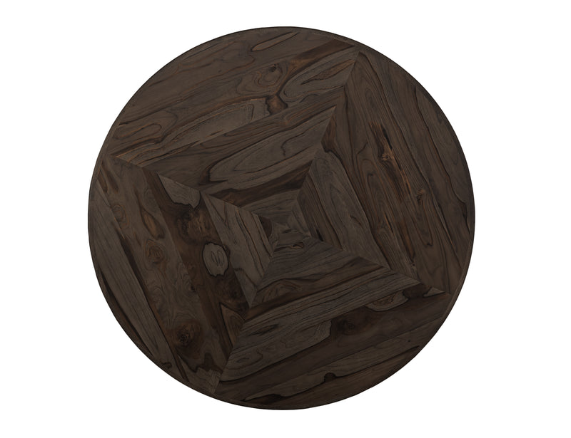 Black Balam round dining table by International Furniture Direct, featuring a smooth tabletop and sturdy wooden legs.