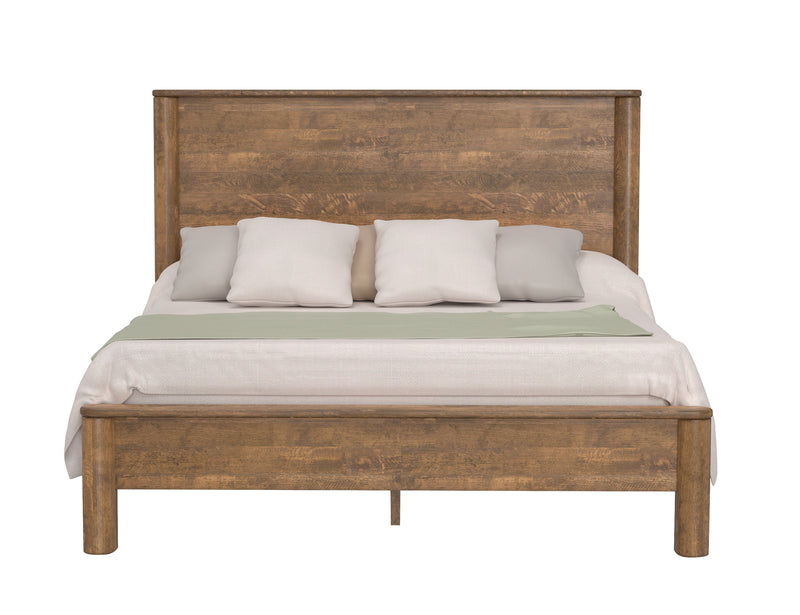 International Furniture Direct Olimpia King Bed with wooden frame and elegant design, shown in a spacious bedroom setting.