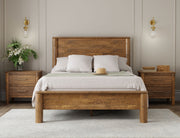 Olimpia Queen Bed by International Furniture Direct featuring a wooden frame and classic design in a cozy bedroom setting.