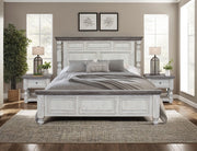 Stone King Bed by International Furniture Direct, showcasing a rustic wooden bed with a sturdy headboard and elegant finish.
