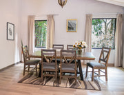 Loft brown dining table by International Furniture Direct with a sturdy wooden surface and modern design for dining rooms.