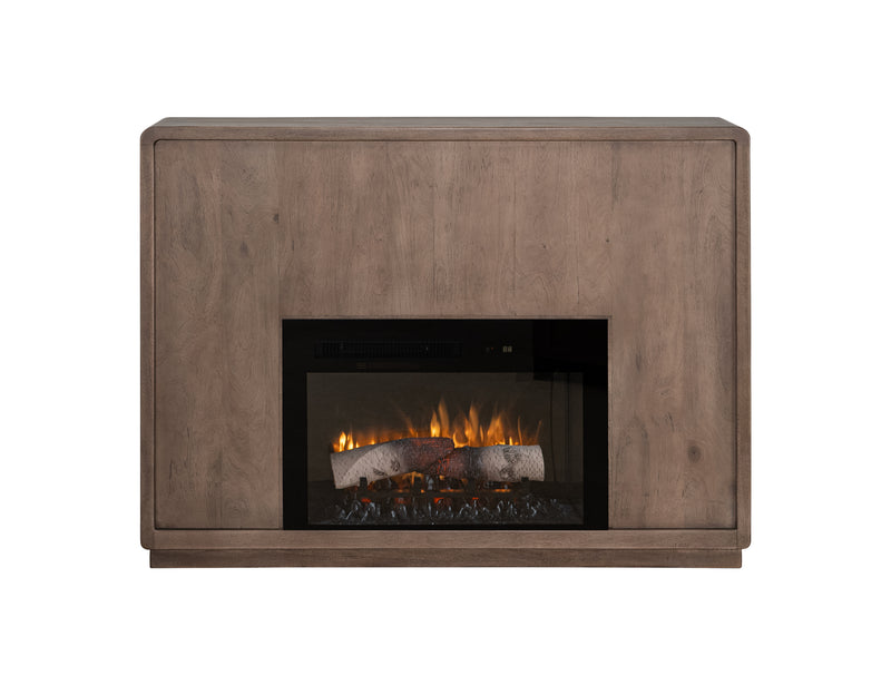 International Furniture Direct Mezquite Mantel Fireplace showcasing a rustic wooden mantel and traditional fireplace design.