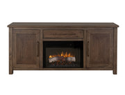 Novus Lodge 70-inch electric fireplace by International Furniture Direct showing a modern fireplace with a glowing flame display.