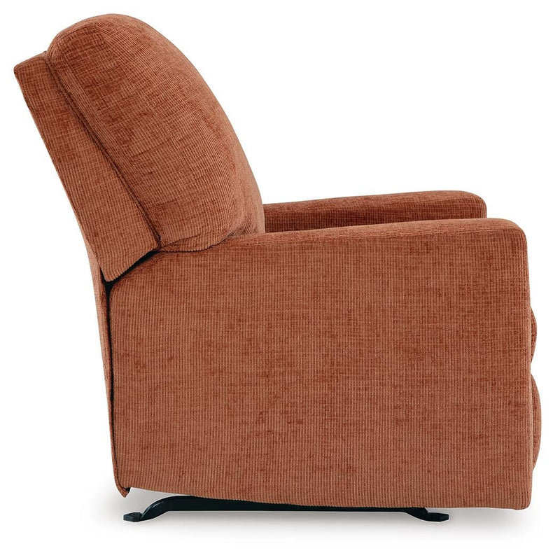 Ashley Furniture Aviemore recliner featuring plush upholstery and a comfortable design, shown from the side.