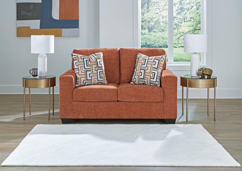 Ashley Furniture Aviemore Loveseat with plush fabric upholstery and cushioned seats for comfortable seating.
