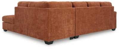 Ashley Furniture Aviemore sectional with chaise, showing the back view of plush fabric upholstery and spacious seating arrangement.