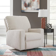 Ashley Furniture Aviemore recliner in a closed position, featuring plush fabric and a comfortable, modern design for living room seating.