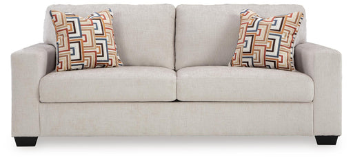 Ashley Furniture Aviemore sofa with plush cushions and neutral fabric, shown from a front head-on view.