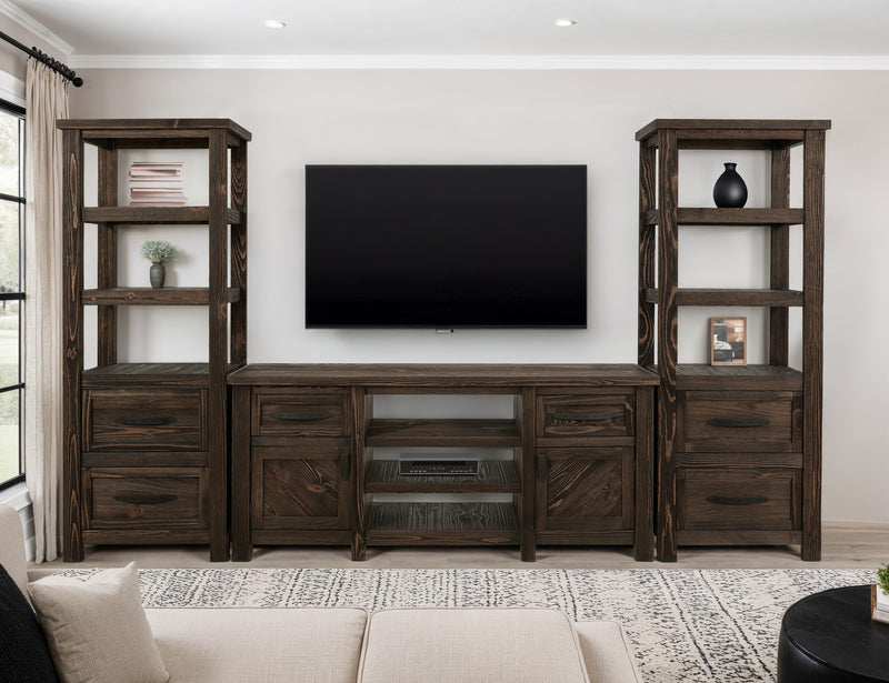 Modern Dutton wall unit entertainment center by International Furniture Direct with open shelving and storage compartments.
