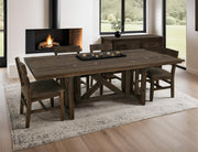 Wooden Dutton dining table by International Furniture Direct with a rustic finish and sturdy rectangular design.