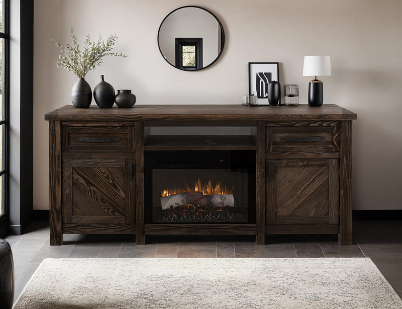 Electric fireplace by International Furniture Direct with a modern design and realistic flame effect, ideal for cozy living spaces.