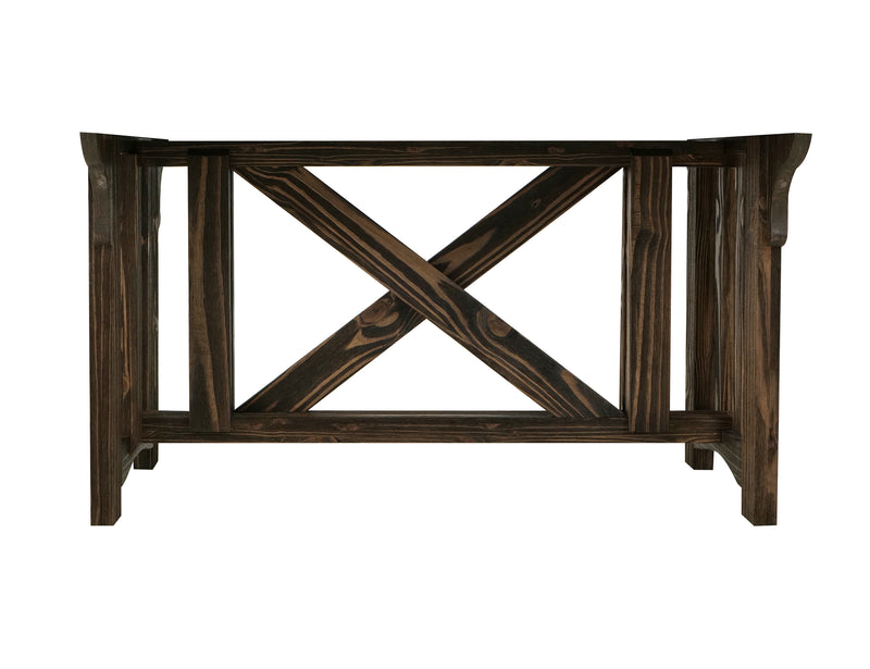 Rustic dining table by International Furniture Direct with a wooden finish, featuring a sturdy rectangular tabletop and classic design.