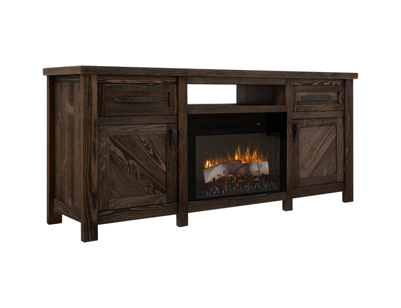 Electric fireplace by International Furniture Direct featuring a modern design with a warm glowing flame display.
