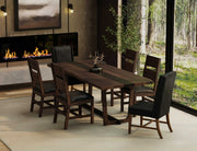 Riverwood dining table by International Furniture Direct, showing a sturdy wooden table with a natural finish and rustic design.