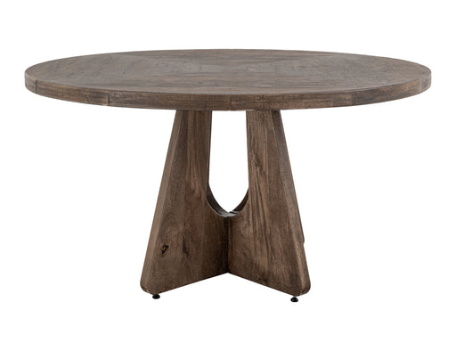 Natural Teca dining table by International Furniture Direct, 55-inch solid wood table with a rustic finish and sturdy design.