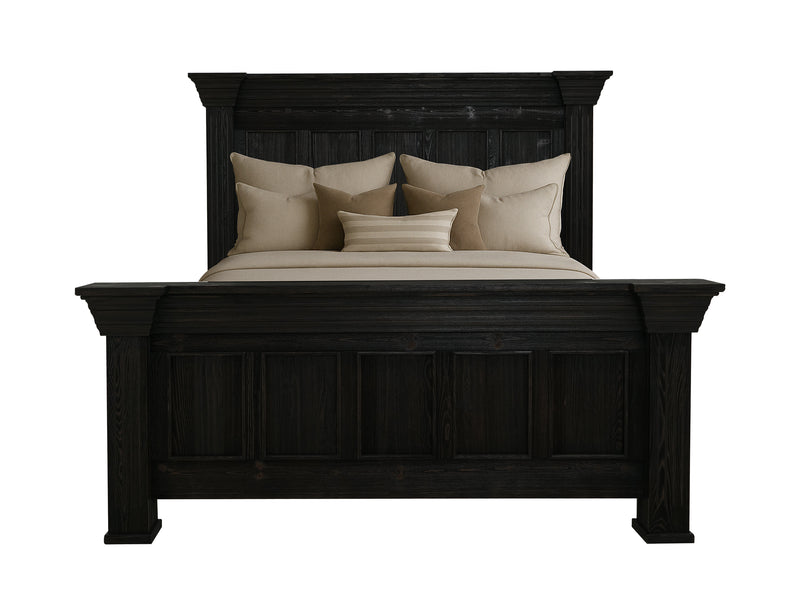 Dark wood Terra King Bed by International Furniture Direct with a classic, sturdy frame and elegant headboard design.