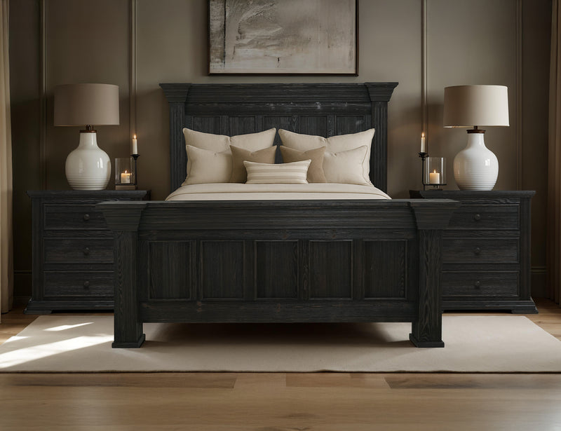 Dark wood King bed from International Furniture Direct, Terra Dark style with a sturdy frame and classic design.
