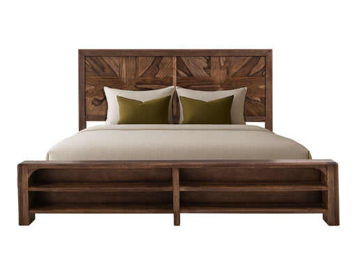 Praga King Bed by International Furniture Direct featuring a sturdy wooden frame with a classic design in a warm finish.