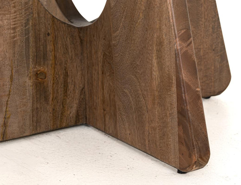 Round dining table by International Furniture Direct with a smooth wooden surface and sturdy legs, perfect for kitchen or dining room.