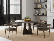 Black Balam round dining table by International Furniture Direct, 47 inches in diameter, with a smooth tabletop and sturdy base.