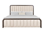Upholstered Mezquite II queen bed by International Furniture Direct with a wooden frame and fabric headboard in a bedroom setting.