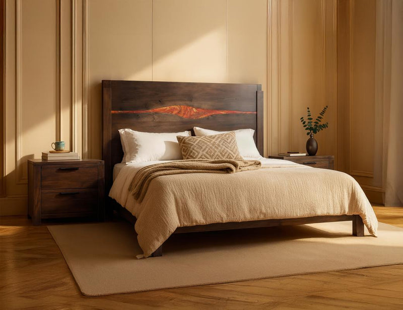 Raramuri King Bed by International Furniture Direct showcasing a sturdy wooden frame with a rustic finish.