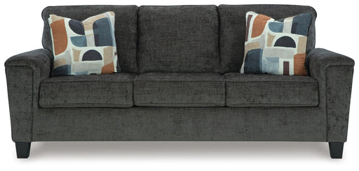 Ashley Furniture Erinslane sofa with plush cushions and neutral fabric, shown from the front in a head-on view.