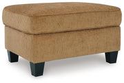 Ashley Furniture Erinslane Ottoman with wooden legs, upholstered fabric top, and stylish design for living room decor.
