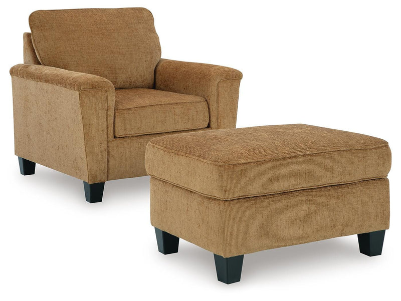 Ashley Furniture Erinslane living room set with sofa and loveseat, featuring neutral upholstery and contemporary design.