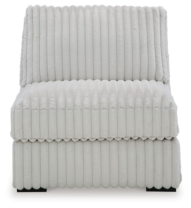 Ashley Furniture Stupendous sectional sofa with plush cushions and neutral fabric, shown from a head-on perspective.