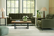 Reveon Lakes Ashley Furniture living room set with sofa and loveseat in neutral fabric, modern style with plush cushions.