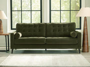 Ashley Furniture Reveon Lakes living room set with sofa, loveseat, and armchair featuring plush cushions and neutral fabric.